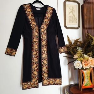Kashmiri Style Embroidered Longline Duster Jacket Artisanal Haseena Aymmaq